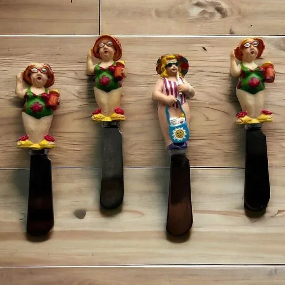 Vintage Boston Warehouse Cheese Spreaders Set Of 4 Novelty Beach Ladies Stainles