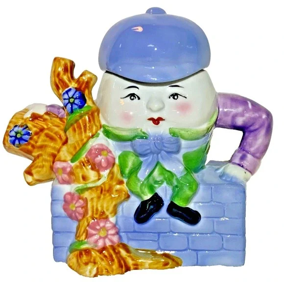 Teapot Humpty Dumpty Feitx Ceramic Figural Nursery Rhyme Whimsical Vintage Decor