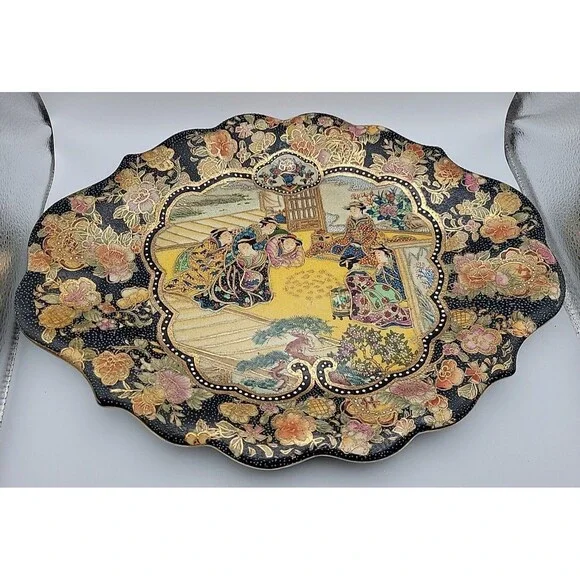Vtg Hand Painted SATSUMA Decorative Plate 14½