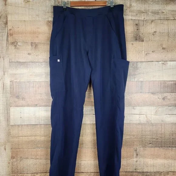 Figs Axim Mens XL Blue 7 Pockets Medical Scrub Pants Athletic Waistband Drawcord