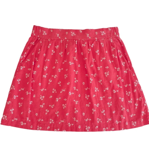 Loft red floral mini skirt
