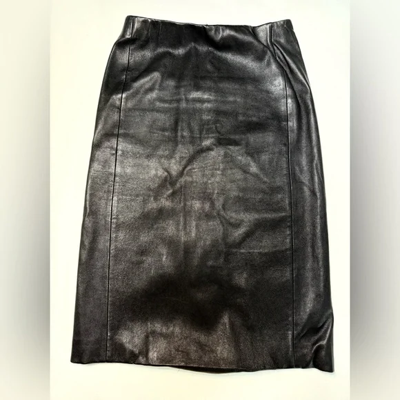 Derek Lam 10 Crosby Lambskin Leather Pencil Skirt Black 90s fashion vibe