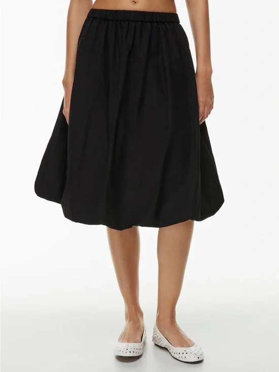 Sunday Best Black Bubbly Cotton Poplin Midi Skirt