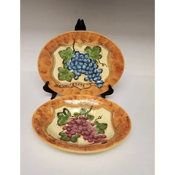 Certified International~Grapes Decorative Serving Plate And Bowl Susan Winget