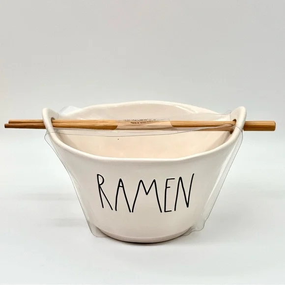 Rae Dunn RAMEN Japanese Style Soup Bowls with Chopsticks