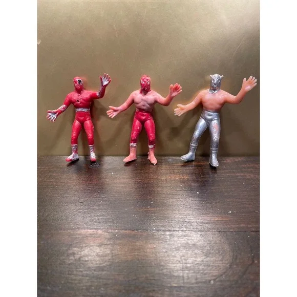 Lot of 3 Vintage Mexican Lucha‎ Libre Wrestling Action Figures Toys