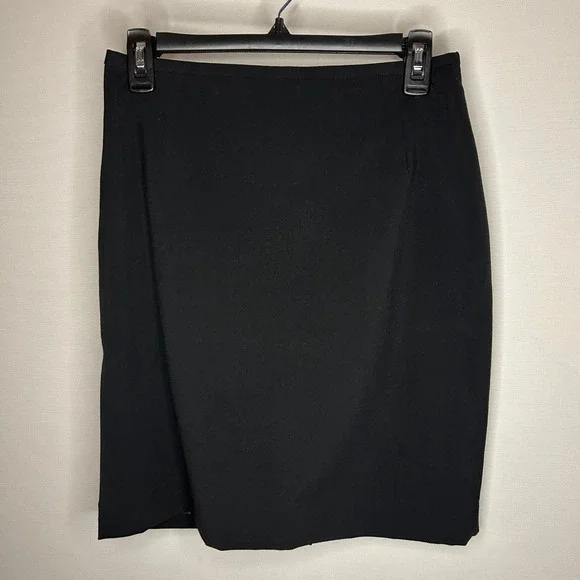 Calvin Klein Black Pencil Skirt Knee Length Lined Women Size 4 Minimalist Career