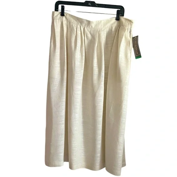 Vintage Liz Baker Women's Elegant Cream A-Line Linen Blend Skirt Plus Size 20W
