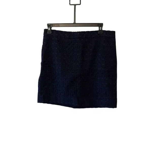 J Crew eyelet blue mini skirt women’s skirt size 4 preppy classy feminine workwe