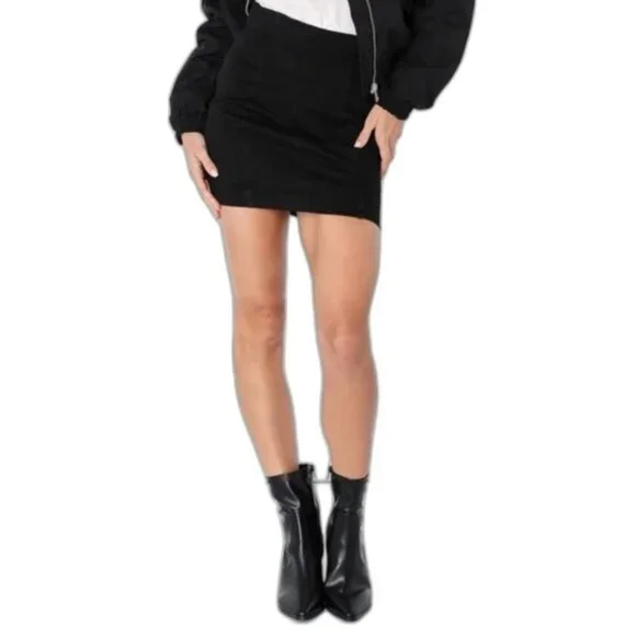 Free People Modern Femme Washed Black Stretch Denim Mini Skirt 4