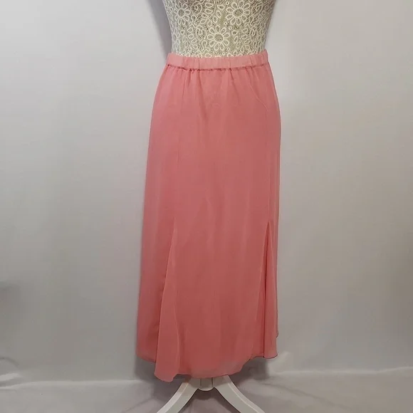 New York City Design Co SZ 5X Pink Lined Pleat Elastic Waist Chiffon Flowy Skirt