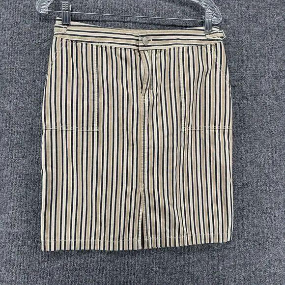 J Crew Denim Skirt Womens 6 Beige Striped Straight Ladies‎ Casual Preppy Classic