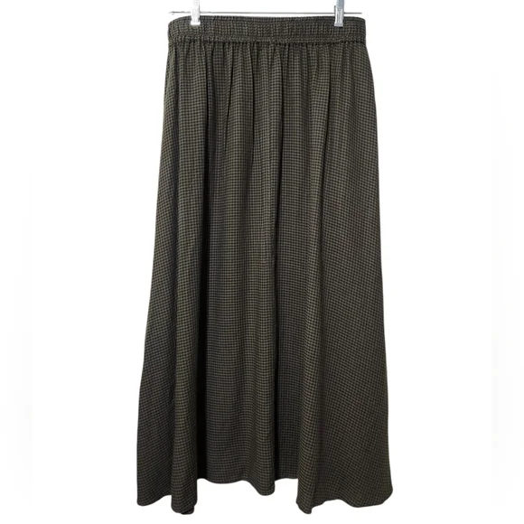 NEW Poetry Lagenlook Cotton Wool Blend Brown Checked Maxi Skirt Size 10