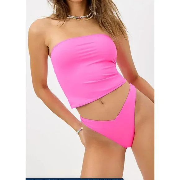 NWT Frankies Bikinis Enzo Cheeky Bikini Pink Bottom-sz XL