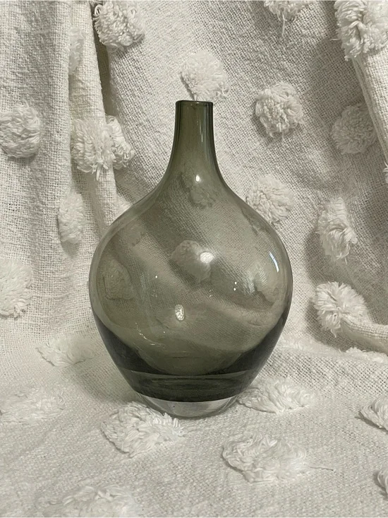 Ikea Retired Salong Jelinek Glass Vase - Smoke Gray 8”