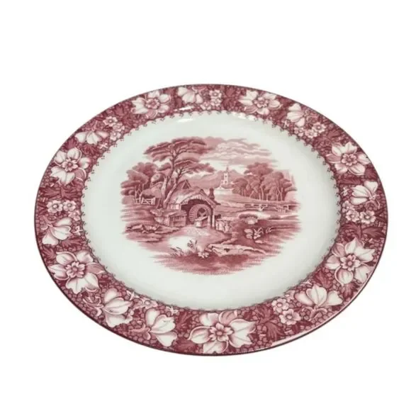 Vintage Woods Burslem England Colonial Pattern Ceramic Dinner Plate