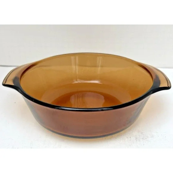 Casserole Dish Fire King 436 1 Qt Amber Glass Anchor Hocking Vintage Kitchen Pan