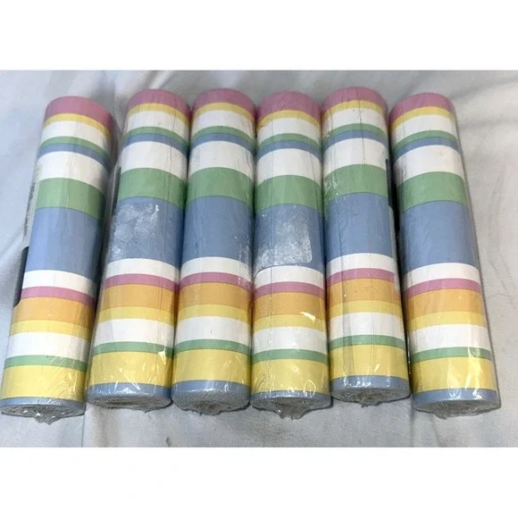Village Wallpaper Border Multi Color Stripe Prepasted Vinyl 6 Roll 15ft 58145591