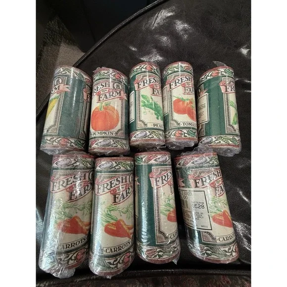Borden Wall Paper Border Lot of 9 Rolls Prepasted Vtg‎ Seed 12 Feet Ea FarmFresh