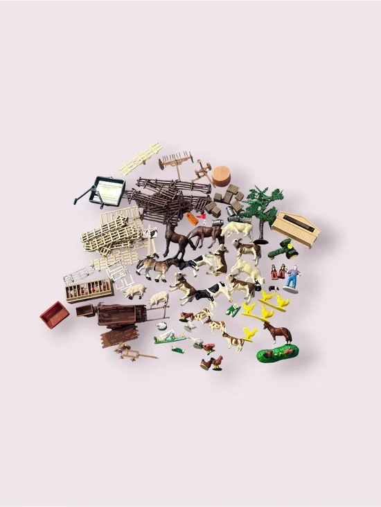 Assorted Toy Farm Animals and Accessories Play Set Some Schliech 93 Pieces