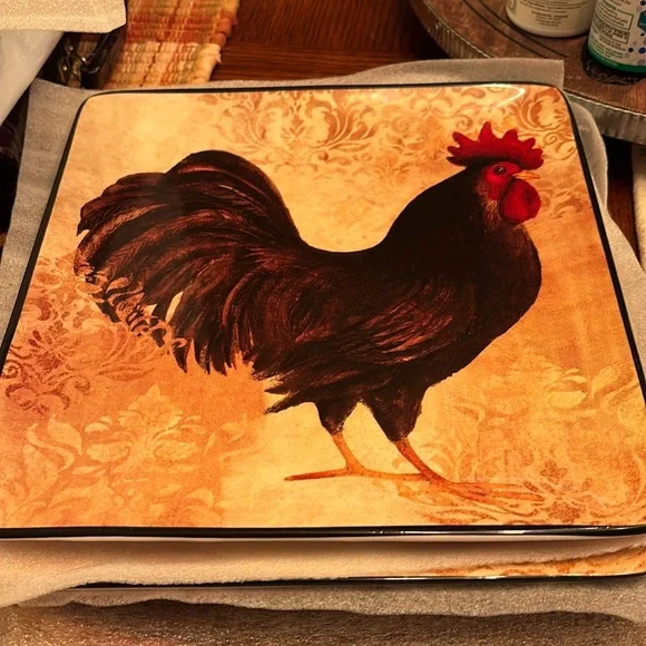 Certified International 10-1/2” Susan Winget Square Rooster Plate