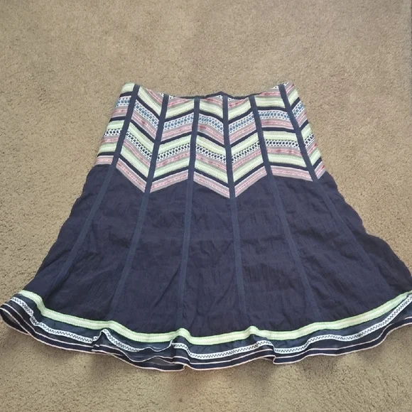 Nanette Lapore Navy Embroidered Skirt
