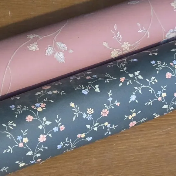 Vtg Classic Timeless Floral Wallpaper Rolls Blue Pink