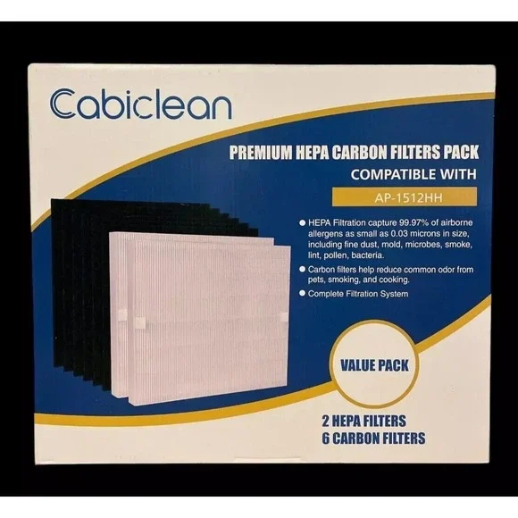 Cabiclean Premium Filter Pack (1 Hepa + 2 Carbon Filters) Replacement AP-1512HH‎