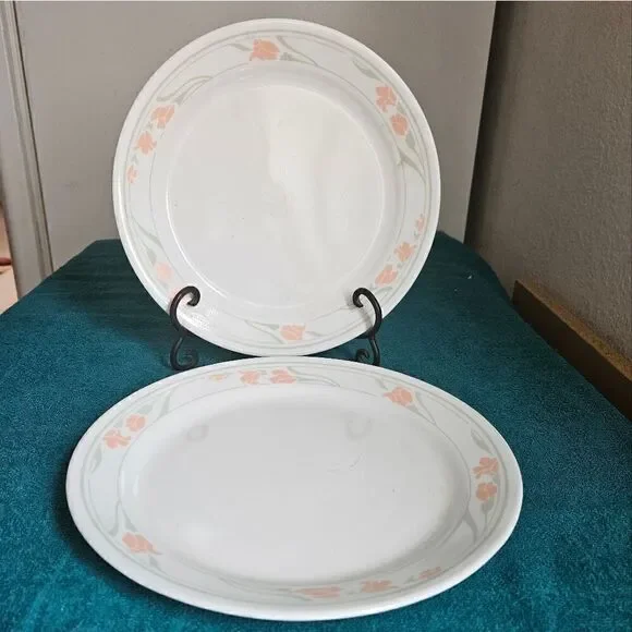 Corelle peach garland pattern 2 pcs dinner plates