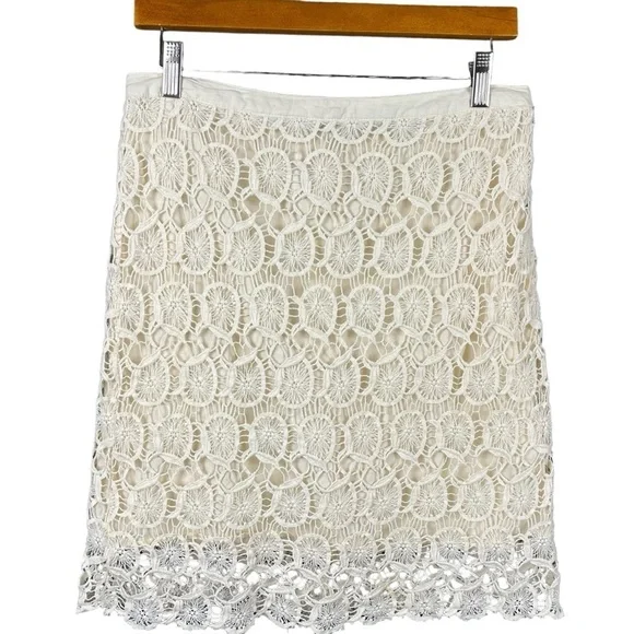 Cremieux Lined Cotton Lace Skirt Size 6