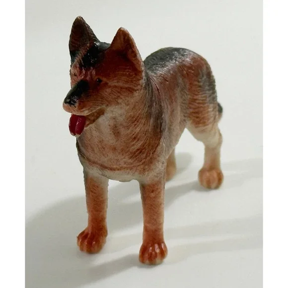 Unbranded German Shepherd Dog Figurine Kids OS Brown Black Plastic Toy Animal