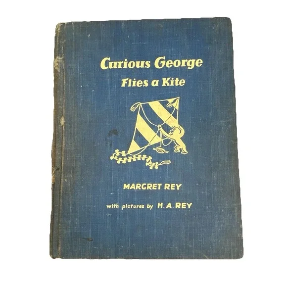 Vintage Curious‎ George Flies A Kite 1958 First Edition Margret Rey Hardcover