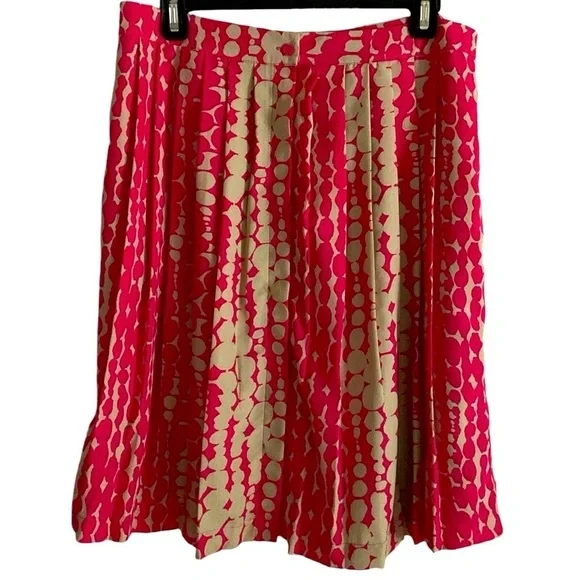 Harper And Gray Red And Tan Abstract Button Down Pleated Mini Skirt Size XL