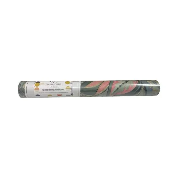 Walls Republic R8257 Pink Paisley All Over Tropical Dbl Roll Wallpaper 57 sq ft