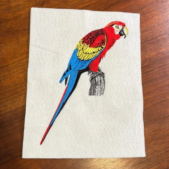 Vintage Macaw Parrot Bird Patch Portrait Applique Hand-Embroidered Sew On