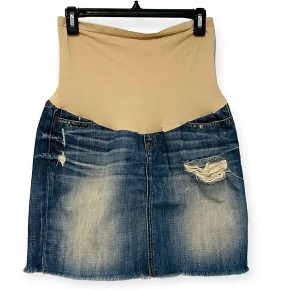 Joe’s Jeans/A Pea in the Pod Maternity Distressed Raw Hem Mini Skirt Size 28