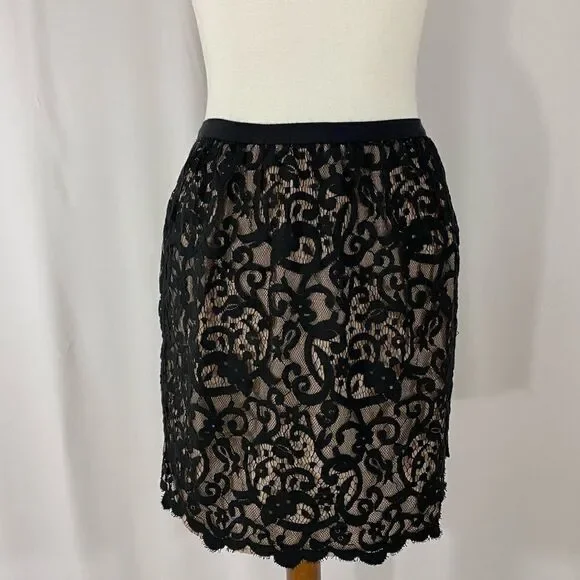 Loft Black  Lace Mini Skirt