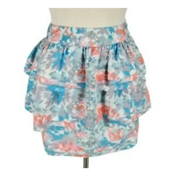 Urban Outfitters Kimchi Blu Watercolor Multicolored Tiered Skirt Women's Size 4.