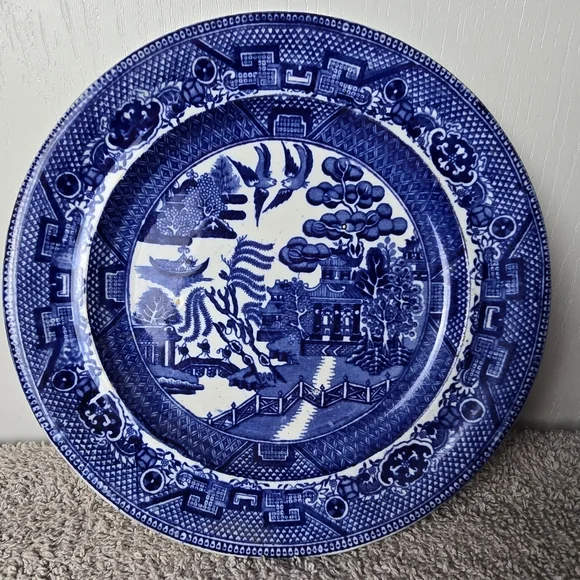 Blue Willow 7-5/8 Plate Staffordshire J.M.&S. DERP BLUE