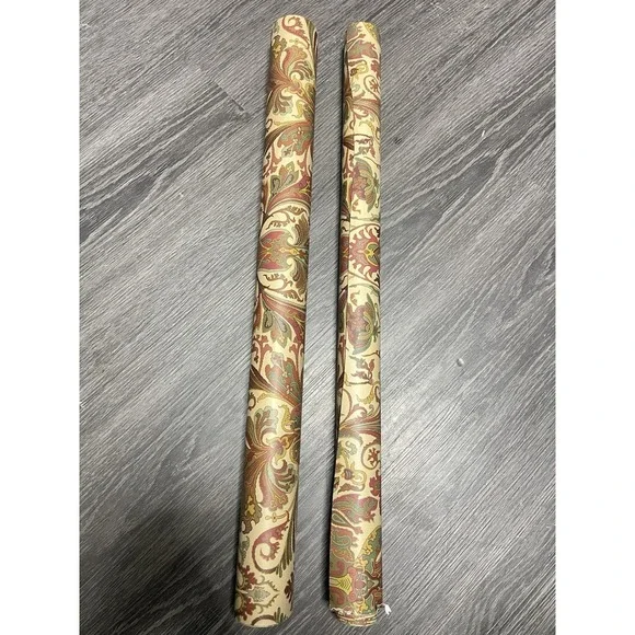 Vtg 2 Ralph Lauren Stripe Floral Cottage Wallpaper‎ One Roll Tan/Red Opened