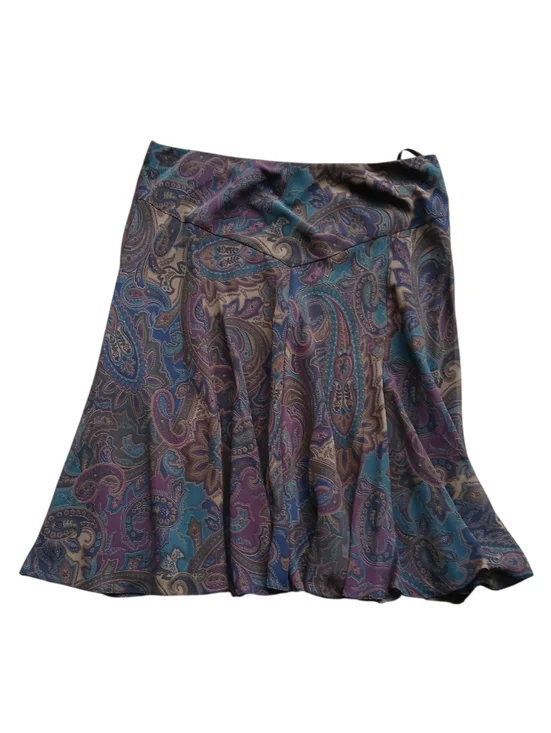Chaps Size Medium Paisley Flare Midi Skirt in Teal & Purple