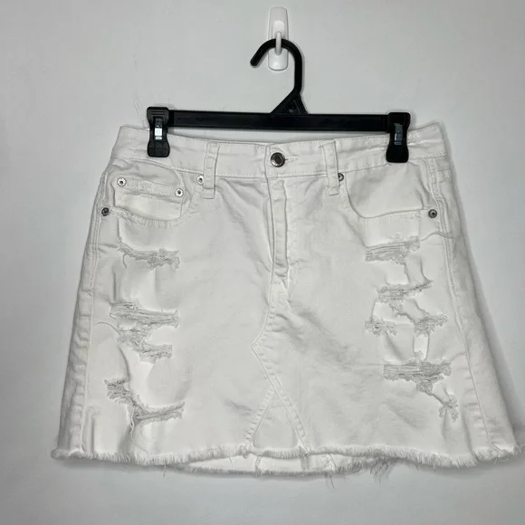 American Eagle White Denim Mini Skirt Size 8