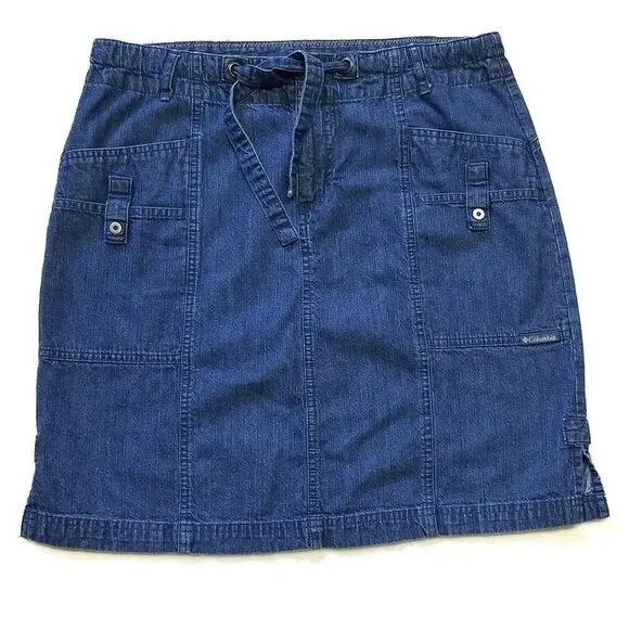 COLUMBIA Vintage Dark Wash Tie Waist Denim Skirt