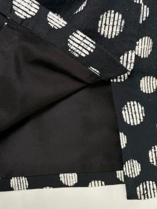 Banana Republic Linen Cotton Pencil Skirt Black White Polka Dots Size 12