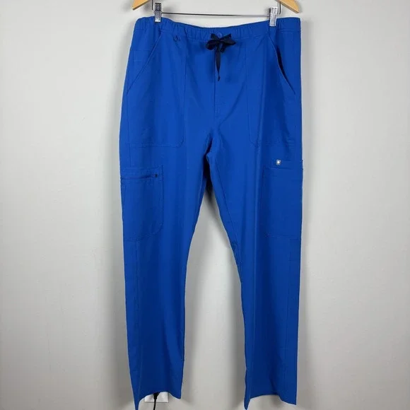 NEW Figs Cairo Cargo Scrub Pants Mens XL Blue Straight Leg Stretch Medical Nurse