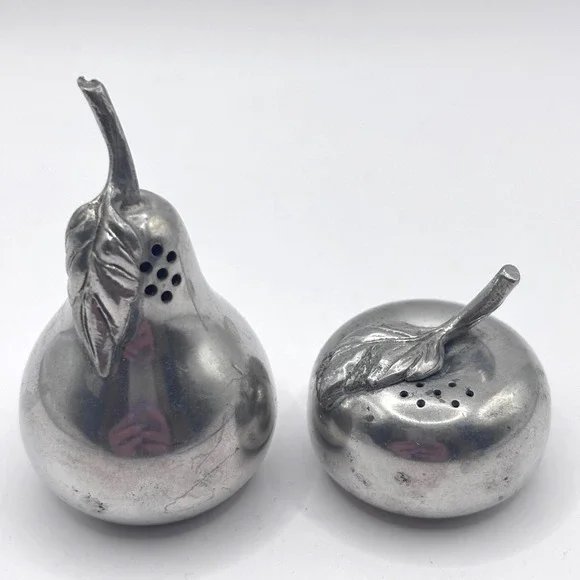 Kirk Stieff Pewter Apple Pear Salt and Pepper Shakers #560