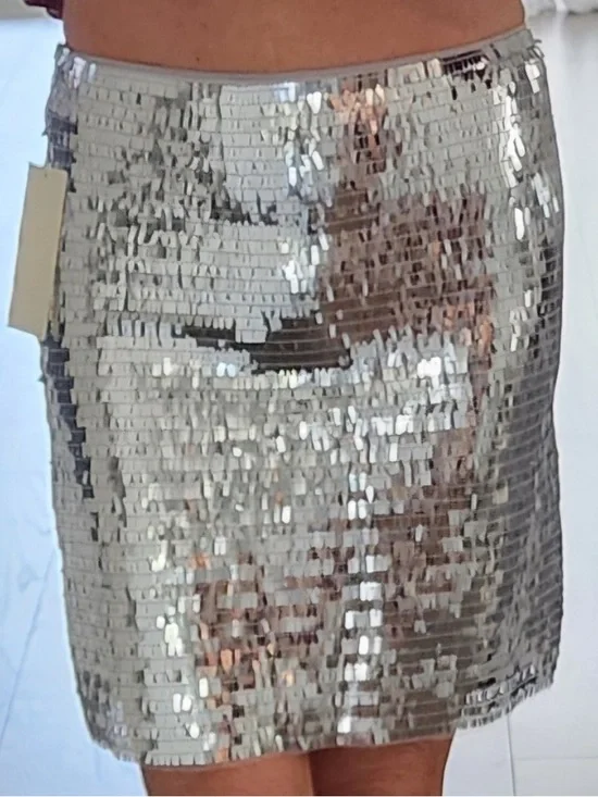 NWT Thirty Thirty LA Silver Sequin Mini Skirt