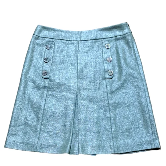 BROOKS BROTHERS SIZE 6 SHINY JADE GREEN SIDE ZIPPER MINI SKIRT.