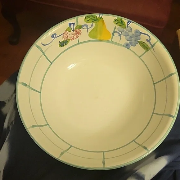 Vintage Certified International Green Lattice‎ & Fruit Pattern Ceramic Farmhouse