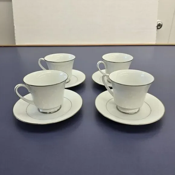 NORITAKE Rainer 6909 Cups & Saucers Set of 4 Vintage Tea Coffee Vintage